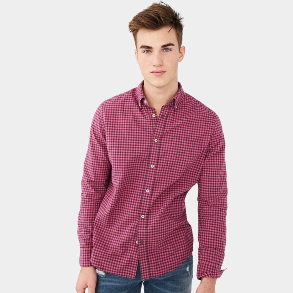 Aeropostale Button‑Up – Pink Navy, Medium (M)